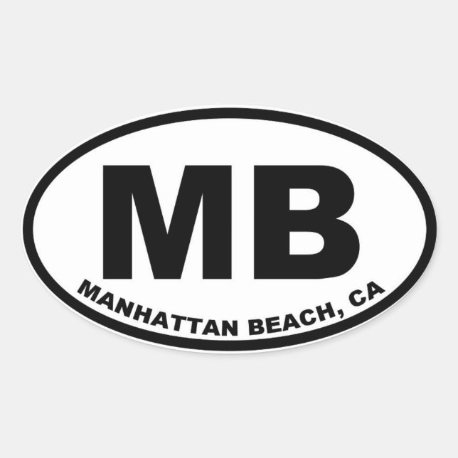 MB Manhattan Beach Ovaler Aufkleber (Vorderseite)
