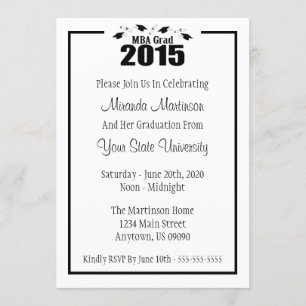 Mba-Absolvent-Abschluss 2015 laden ein (schwarze Einladung