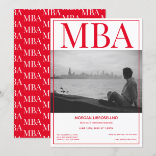 MBA-Absolventen der White Red Foto Graduation Part Einladung