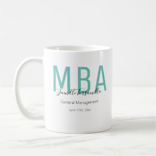 MBA Aquamarin Black Date Name Graduate Grad Kaffeetasse