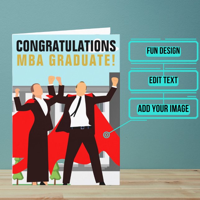 MBA Business Abschluss Card Karte (The design features two MBA graduates ready to rule the world.)