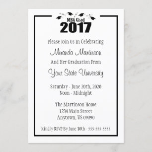 MBA Grad 2017 Abschluss Einladung (Black Caps)
