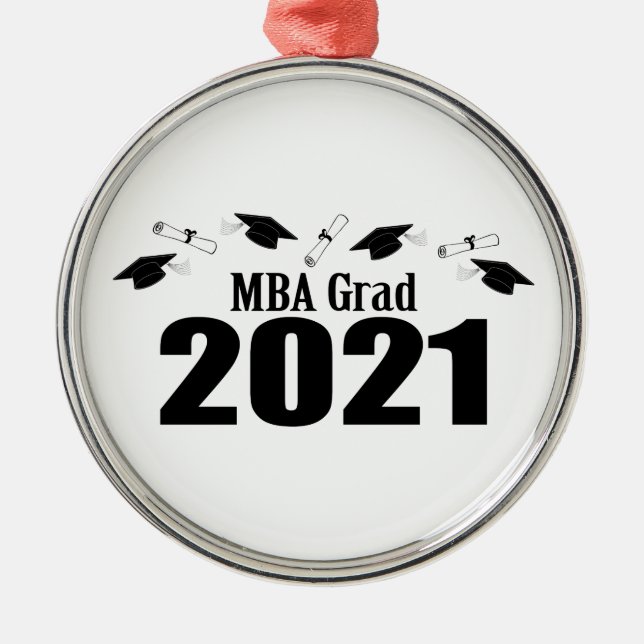 MBA Grad 2021 Karten und Diplome (schwarz) Ornament Aus Metall (Vorne)