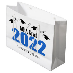 MBA Grad 2022 Abschluss Gift Bag (blau) Große Geschenktüte