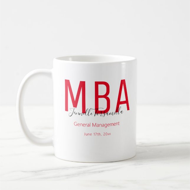 MBA Red Black Date Name Graduate Grad Kaffeetasse (Links)