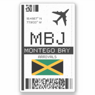 MBJ Montego Bay Boarding Pass - Jamaica Travel Aufkleber