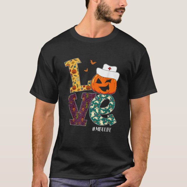 MBU Nurse Halloween Beängstigende Pumpkin Liebe Kr T-Shirt (Vorderseite)