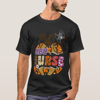 MBU Nurse Halloween Pumpkin Leopard Medical T-Shirt