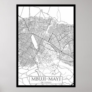 Mbuji-Mayi Demokratische Republik Kongo Karte Poster