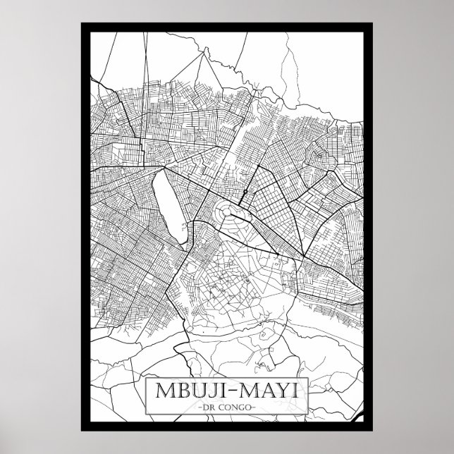 Mbuji-Mayi Demokratische Republik Kongo Karte Poster (Vorne)