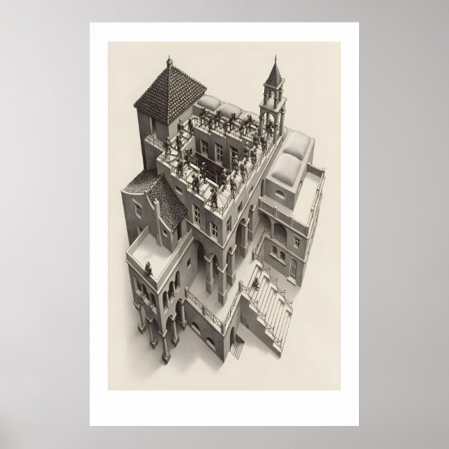 MC Escher Aufsteigend und Absteigend Kunstprint Poster (Vorne)