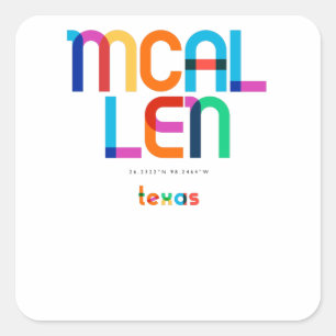 Mcallen Texas Mid Century, Pop Art, Quadratischer Aufkleber