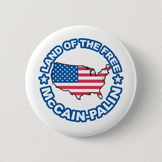McCain Palin Land vom freien Button (Vorderseite)