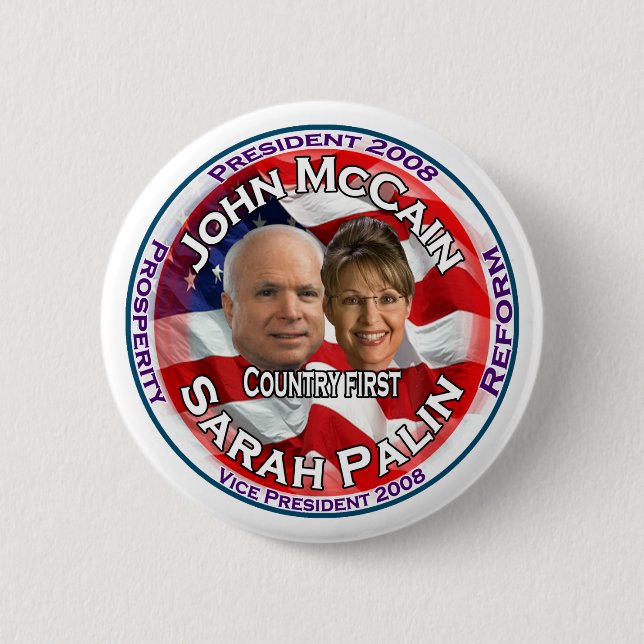 McCain Palin Land zuerst Button (Vorderseite)