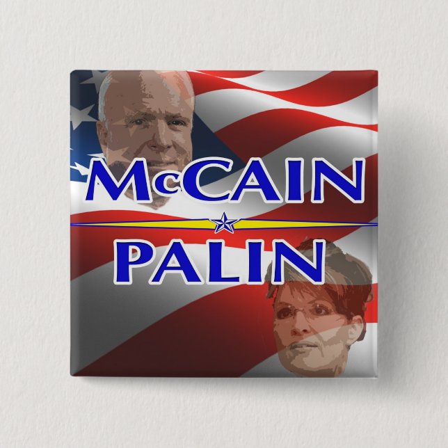 Mccain Palin quadratisches Button (Vorderseite)
