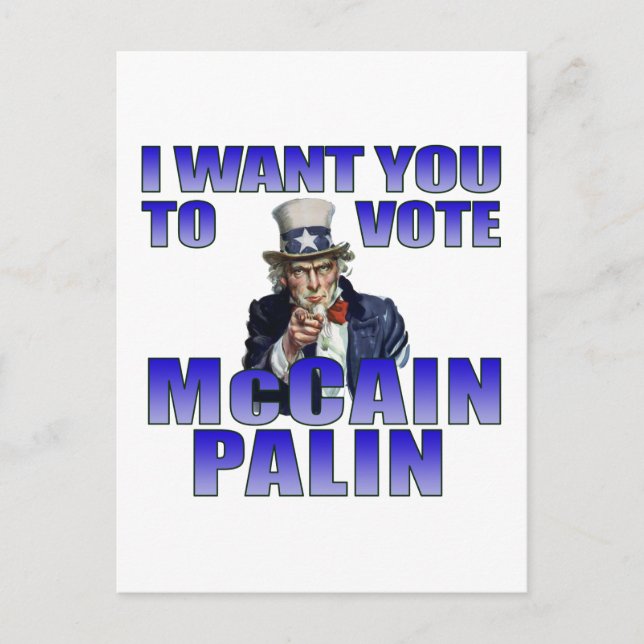 McCain Palin Uncle Sam Postkarte (Vorderseite)