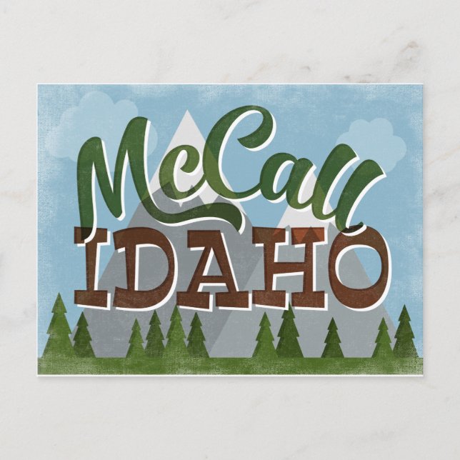 McCall Idaho Fun Retro Snowy Mountains Postkarte (Vorderseite)