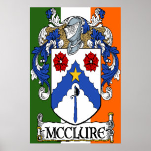 McClure Wappen irischen Flaggen-Druck Poster