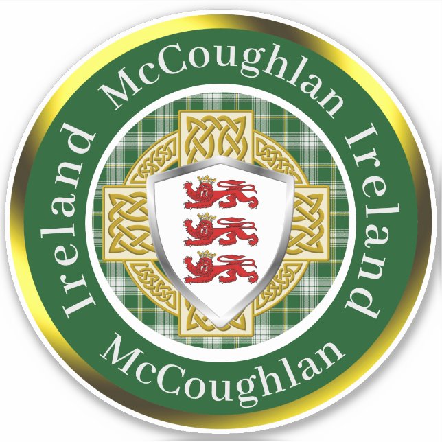 McCoughlan Shield & Celtic Cross Personalisiert Aufkleber (Vorderseite)