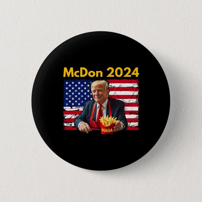 Mcdon Lustig Donald Trump Pommes Frites Kochen  Button (Vorderseite)