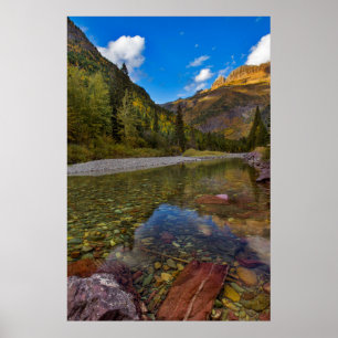 McDonald Creek im Herbst mit Garden Wall Poster