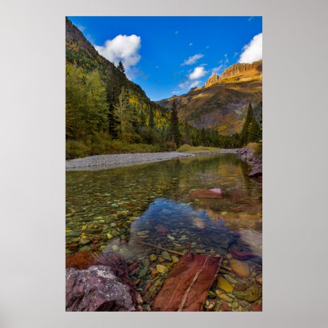 McDonald Creek im Herbst mit Garden Wall Poster (Vorne)