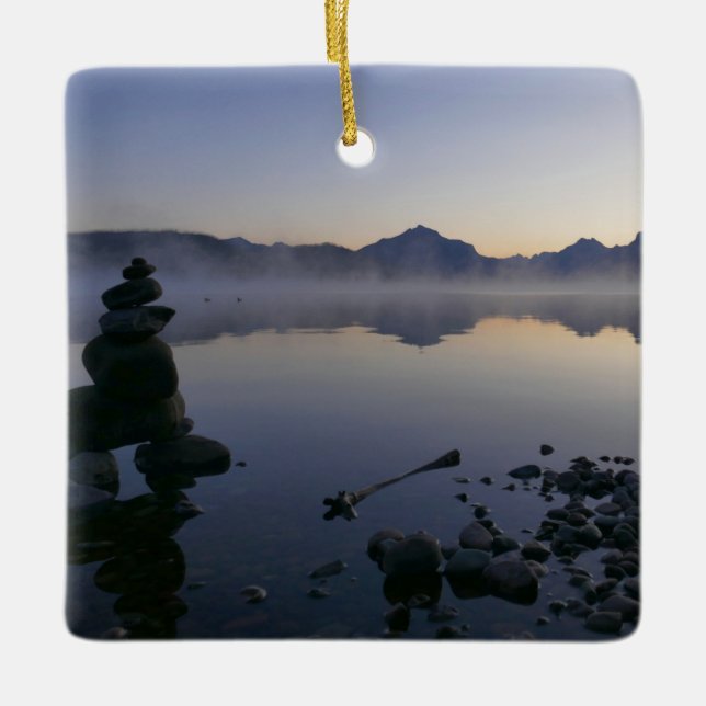McDonald Lake bei Sunrise I Keramikornament (Vorderseite)