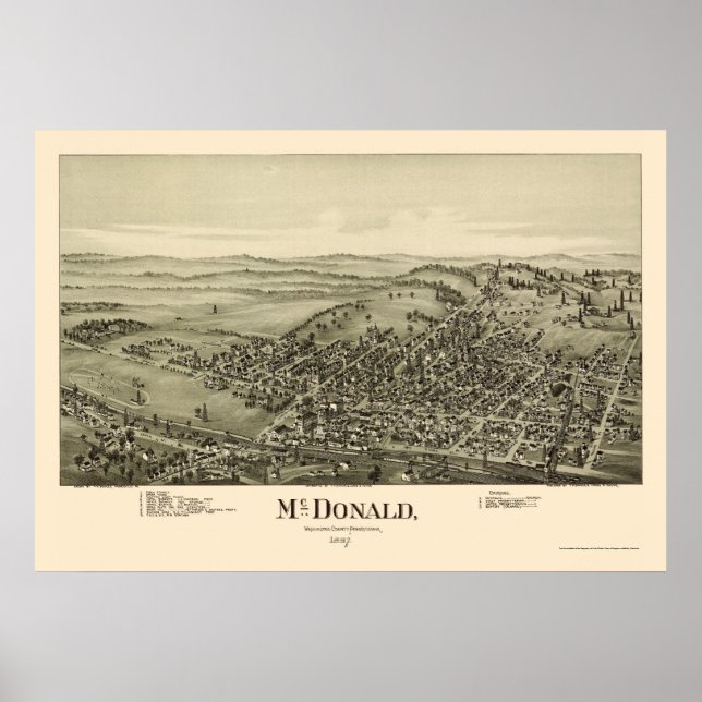 McDonald, PA Panoramic Map - 1897 Poster (Vorne)