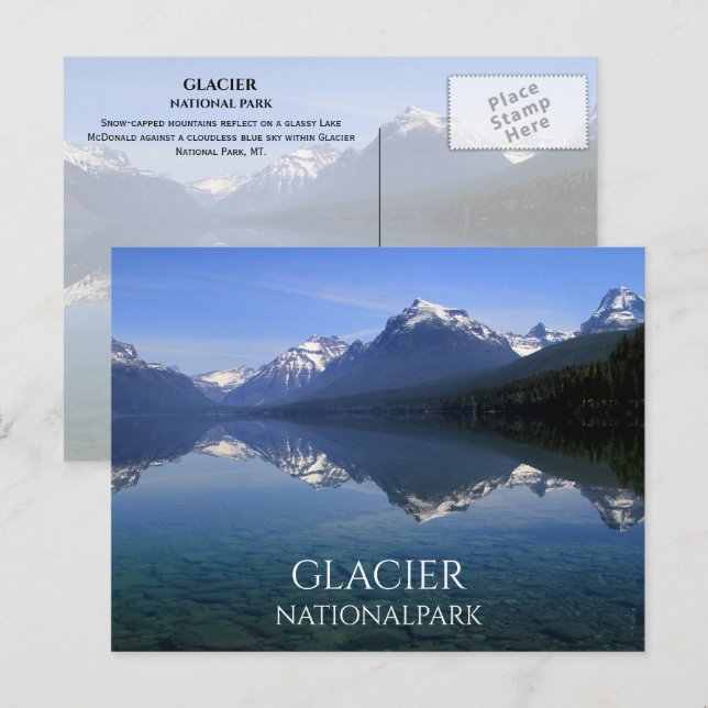 McDonald-See, Bergreflexion, Glacier NP Postkarte (Vorne/Hinten)