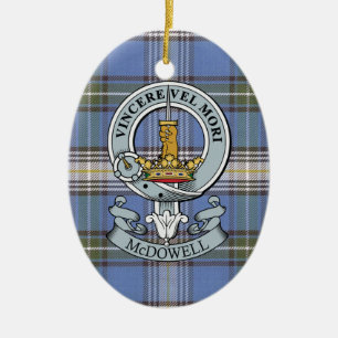 McDowell Wappen + Tartan-Oval-Verzierung Keramik Ornament