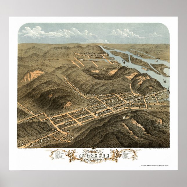 McGregor, IA Panoramic Map - 1869 Poster (Vorne)