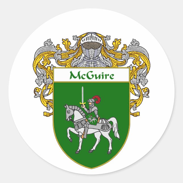 McGuire-Wappen (mantled) Runder Aufkleber (Vorderseite)