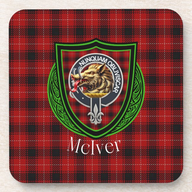 McIver Scottish Clan Tartan & Crest Getränkeuntersetzer (Vorderseite)