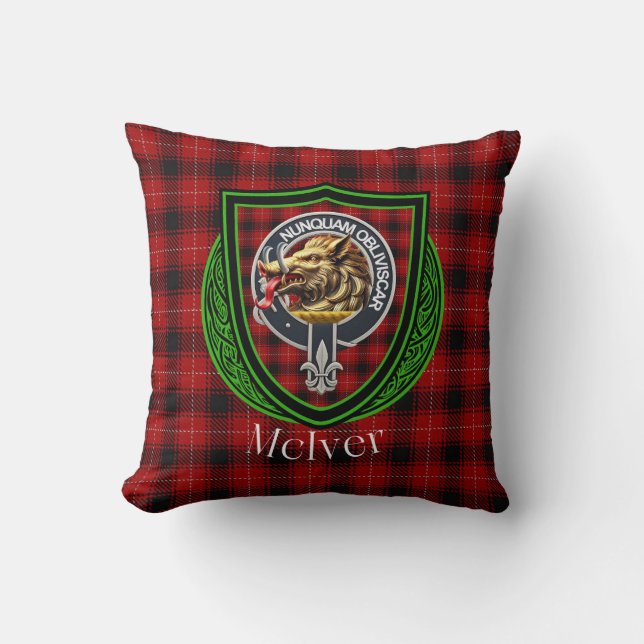 McIver Scottish Clan Tartan & Crest Kissen (Vorderseite)