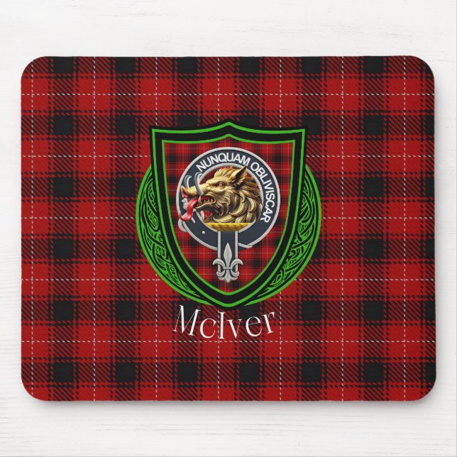 McIver Scottish Clan Tartan & Crest Mousepad (Vorne)