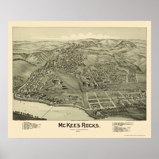 McKee's Rocks, PA Panoramic Map - 1901 Poster (Vorne)