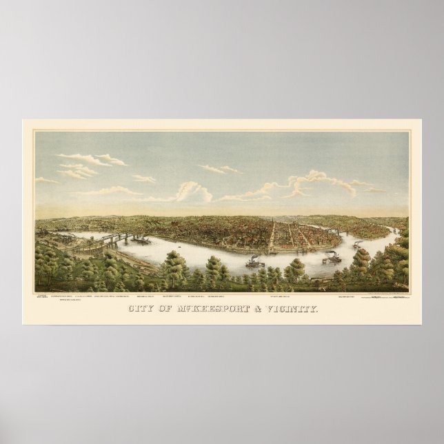 McKeesport, PA Panoramic Map - 1894 Poster (Vorne)