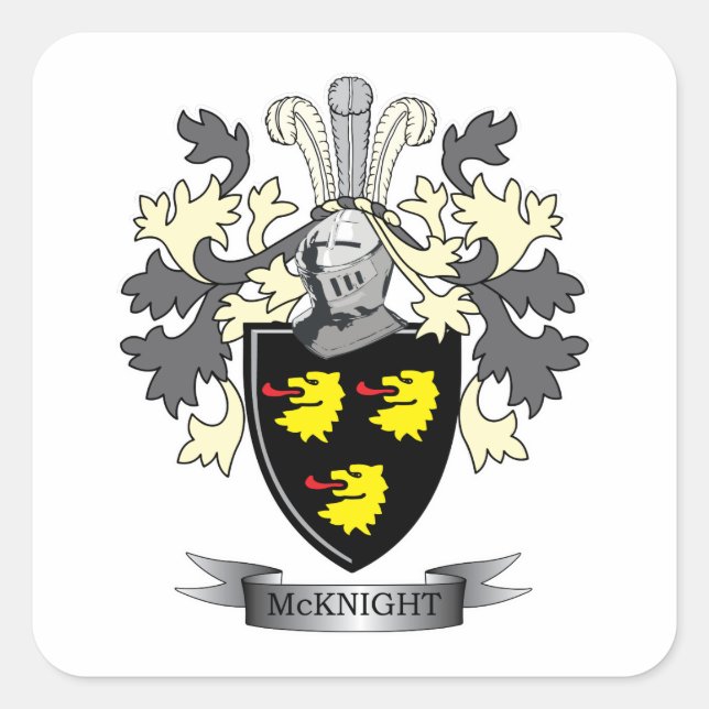 McKnight Familienwappen Coat of Arms Quadratischer Aufkleber (Vorderseite)