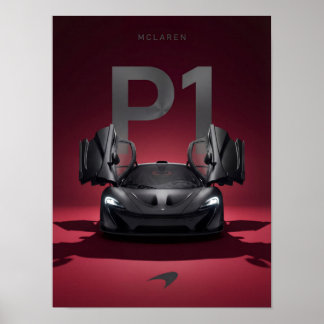 McLaren P1 Hypercar Poster - Schwarzer Supersportw