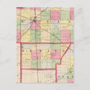 McLean, De Witt, Piatt Landkreise Postkarte
