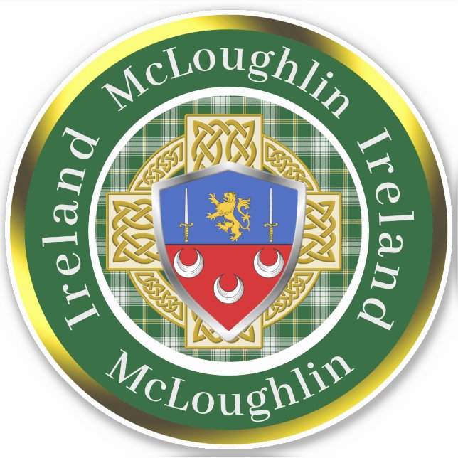 McLoughlin Shield & Celtic Cross Personalisiert Aufkleber (Vorderseite)