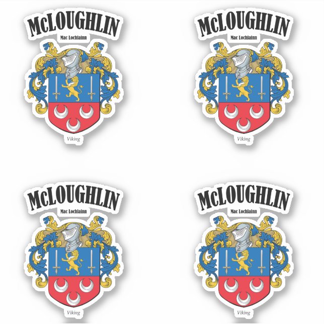 McLoughlin Wappen Irish Translation & Meaning (x4) Aufkleber (Vorderseite)