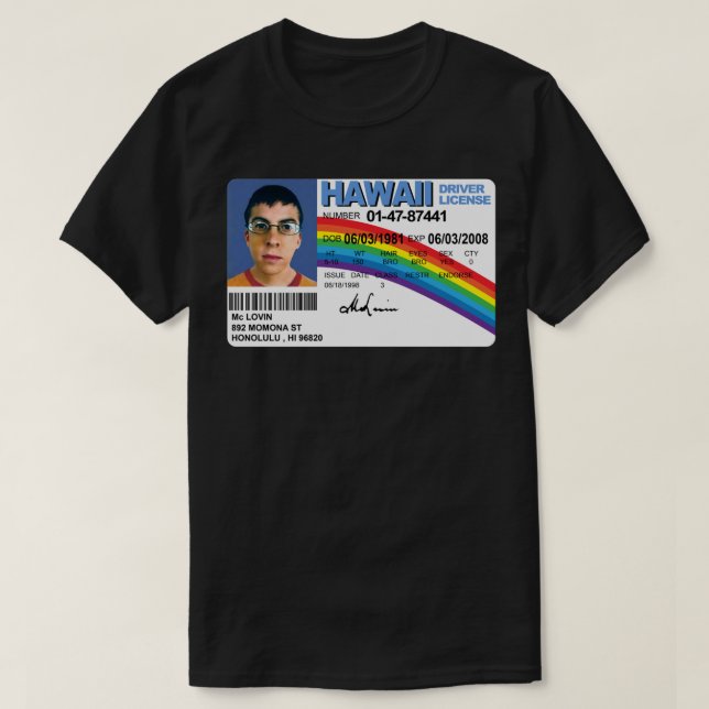McLovin - Hochwertiger Aufkleber T-Shirt (Design vorne)