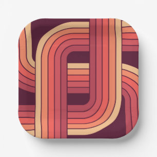 MCM 1970er Jahre Retro-Stil geometrisches Design Pappteller