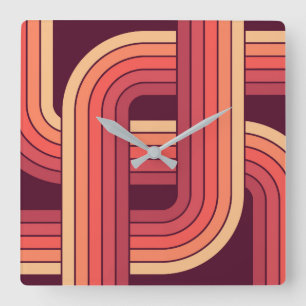 MCM 1970er Jahre Retro-Stil geometrisches Design Quadratische Wanduhr