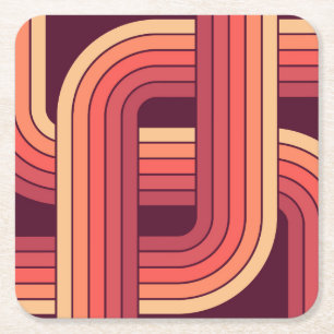 MCM 1970er Jahre Retro-Stil geometrisches Design Rechteckiger Pappuntersetzer