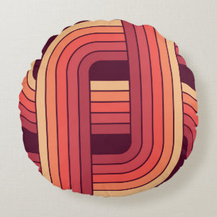 MCM 1970er Jahre Retro-Stil geometrisches Design Rundes Kissen