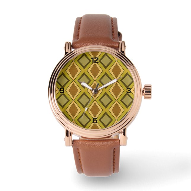 MCM Art Deco Diamantmuster Armbanduhr (Vorderseite)