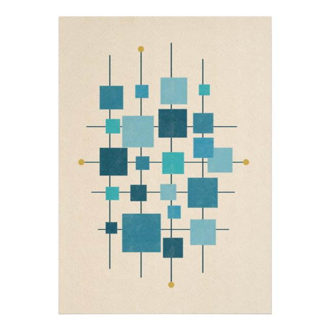 MCM Geometric Squares - blaues Poster (Vorne)