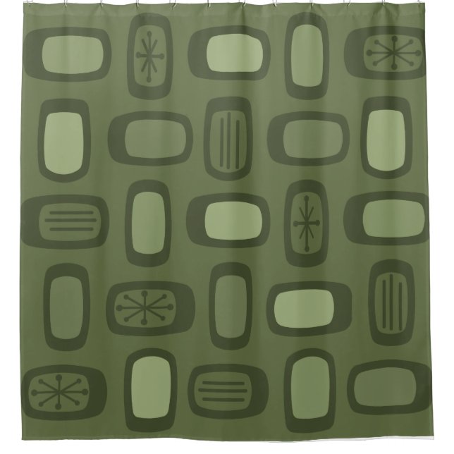 MCM gerundete Rechtecke, Olive Green Duschvorhang (Vorderseite)